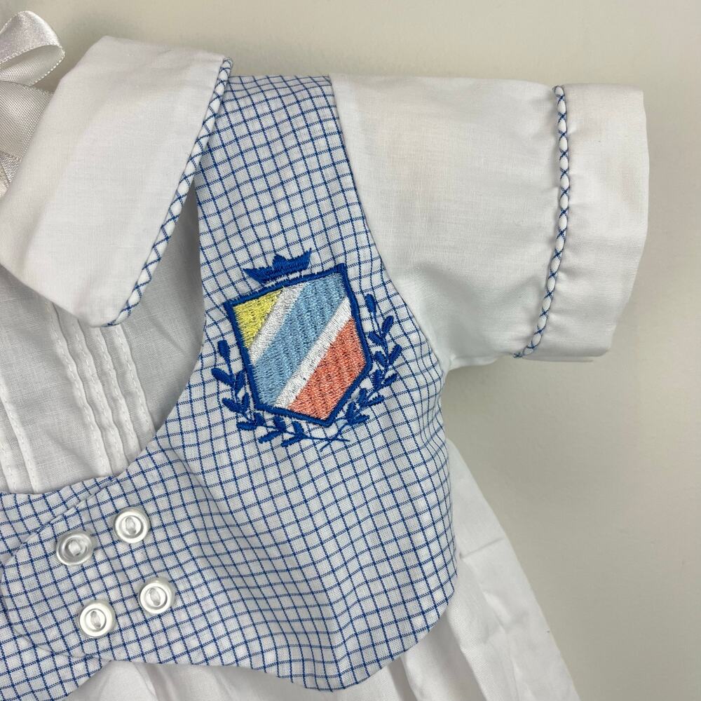 Vintage Alexis White Blue Bubble Romper Newborn - Picture 3 of 7